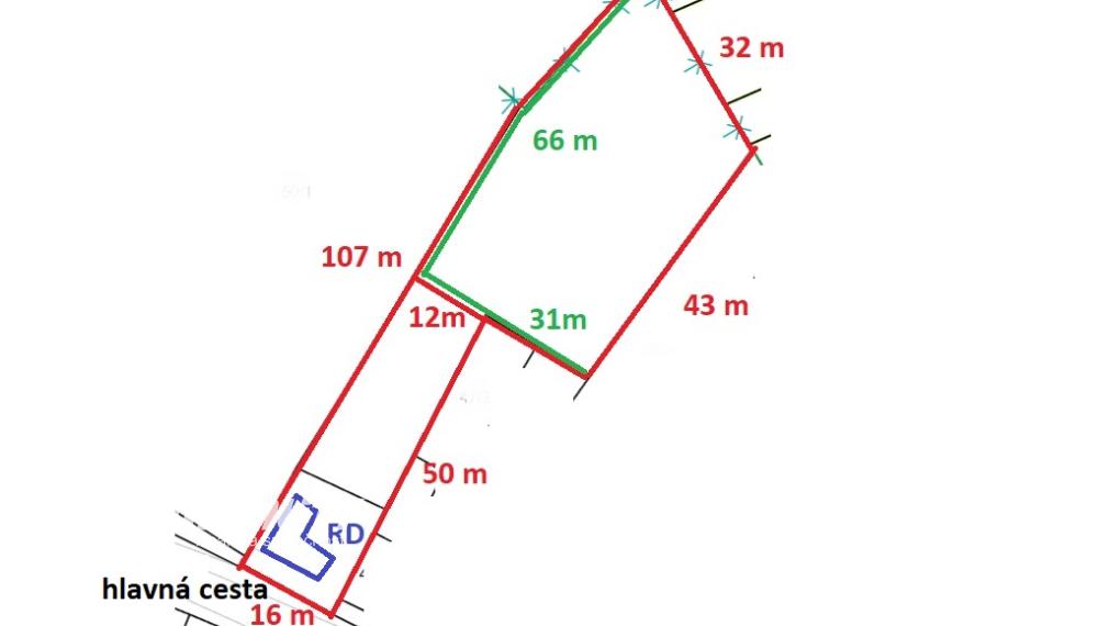 DVOREC – 2 – izb.dom/ poz 2.136 m2– vhodný na výstavbu 2 RD