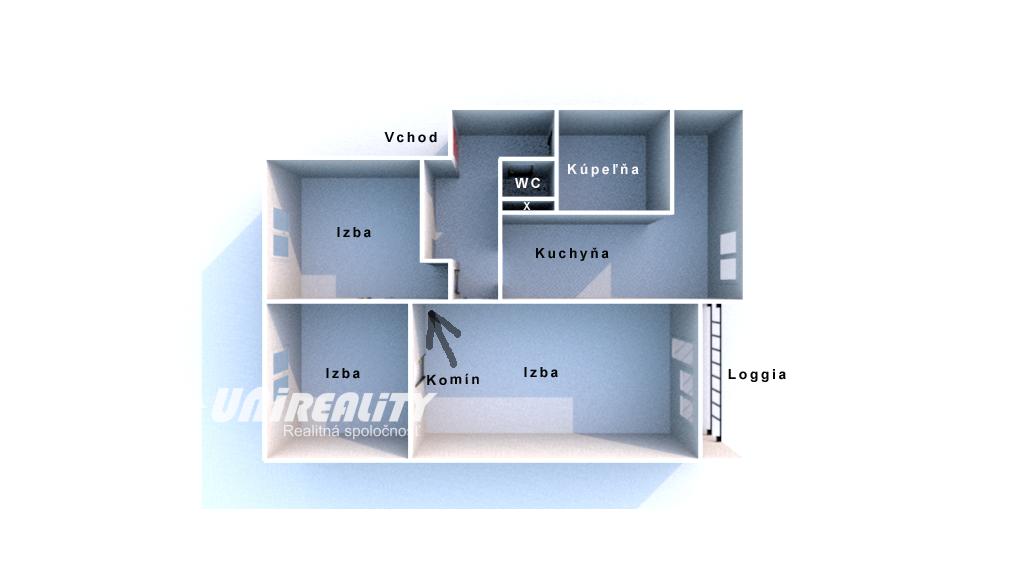 HORNÉ NAŠTICE - Priestranný 3-izbový byt s balkónom / 74 m2
